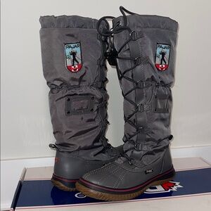 Pajar Gray Tall Lace-Up Shearling High Winter Snow Boots | Women 38M